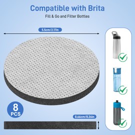 8 Pack Water Bottle Filter Discs Compatible with Brita Water Bottle, Micro Disc Water Filter Discs for Brita Fill and Go Water Bottle Replacement Reduce Chlorine, Microparticles and Other Impurities