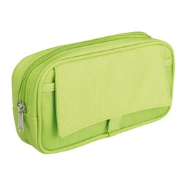 Idena 23910 Pencil Case with 2 Compartments, Zip and Velcro Flap, Assorted, Approx. 22 x 13 x 5.5 cm, Desk Organiser for Stationery, Drawing and Office Supplies, Colourful