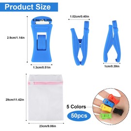 Pack of 50 Colourful Sock Clips for Washing Machine and Dryer, Sock Holder with Hooks, Sock Holder Washing Machine, Sock Clips Supi with 2 Laundry Nets