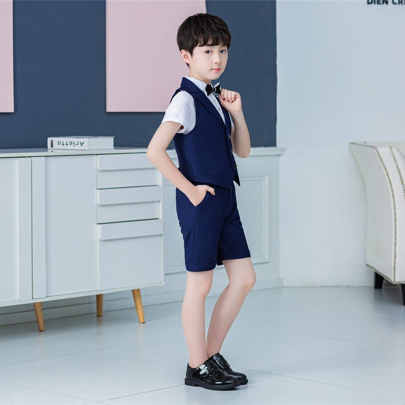 Set of 4 Boys Summer Wedding Leisure Suit Vest Shirt