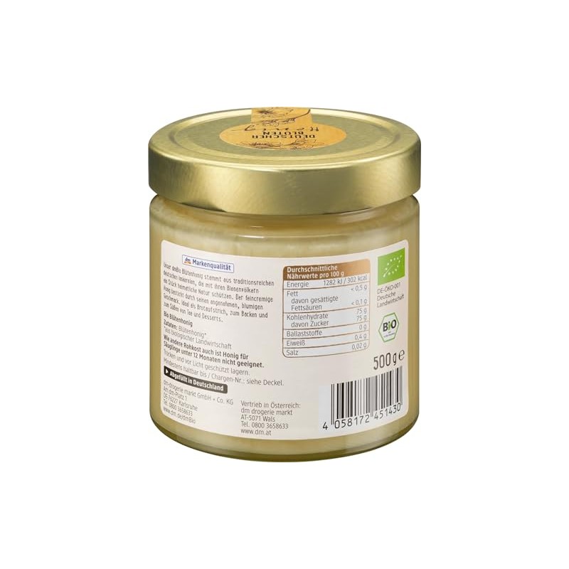 dmBio Organic Flower Honey from Germany - 2 Jars x