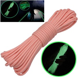 aufodara Paracord Cords 4 mm Luminous Glow in The Dark Ropes Paracord Parachute Cord 9 Core Strands DIY Handmade Weave for Bracelet Key Chain Pendant Tent Rope (15 Metres, Pink)