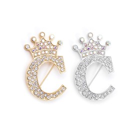 2Pcs Letter Brooches and Pins for Women A-Z Letter Brooch Pins Rhinestone Initial Accessories for Hat Backpacks Personal Custom Jewelry Gifts for Men Women