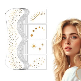 Glitzer Gesicht – 20 Golden Freckle Tattoos, Temporary Sparkle Freckles for Festivals, Parties and Holidays, Waterproof and Skin-friendly