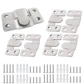 Rixefem 8Pcs Flush Mount Bracket,Stainless Steel Interlock Hanging Buckle,Z-Clips Flush Mount Bracket Stainless,Interlocking Heavy Duty Photo Frame Hook(Large-4 Pairs)