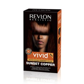 Revlon Realistic Vivid Colour Protein Infused Permanent Color Hair Dye with Color Lock Technology, Sunset Copper 110ml