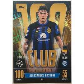 Topps Match Attax 2023 2024 Alessando Bastoni 100 Hundred Club Trading Card