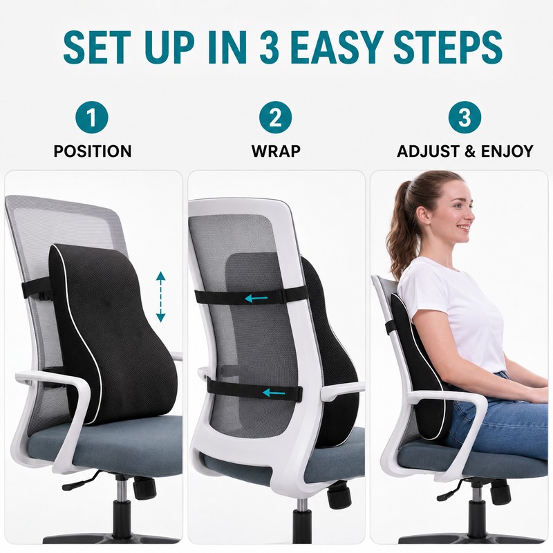 Memory Foam Lumbar Support Pillow for Office Chair and Car