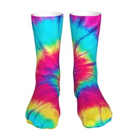 JSPTOMTT rainbow tie dye pattern Socks for Women Men Size 9-11 Adults Workout Gym Hiking Pattern Cozy Compression 15.7 Inch