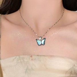 Butterfly Necklace for Women Bohemian Jewelry Purple Butterfly Necklaces Summer Boho Jewelry Charm Necklace