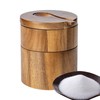 Salt Box Swivel Lid,Sea Salt Container Box Built-in Spoon -