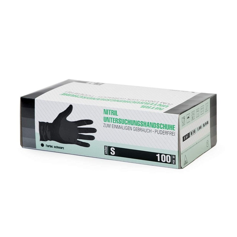 Nitrile Gloves, Box of 100 (S, Black) Disposable Gloves, Examination