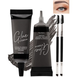 Waterproof Tinted Eyebrow Gel Kit-2PCS Ebony Thickening Brow gel para cejas,Brow Fillers,Fast Definitio Brow Glue,Natural Long Lasting Waterproof brow Makeup for Women with 2 Eyebrow Brushes-Set 05