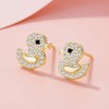 Rofeego Gold Plated Duck Stud Earrings, Cute Duckling Jewelry Gift,