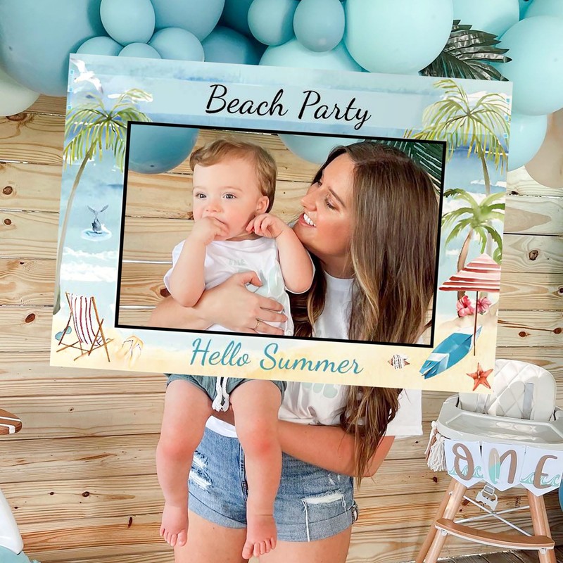 JeVenis Surf Party Photo Booth Props Frame Summer Pool Beach