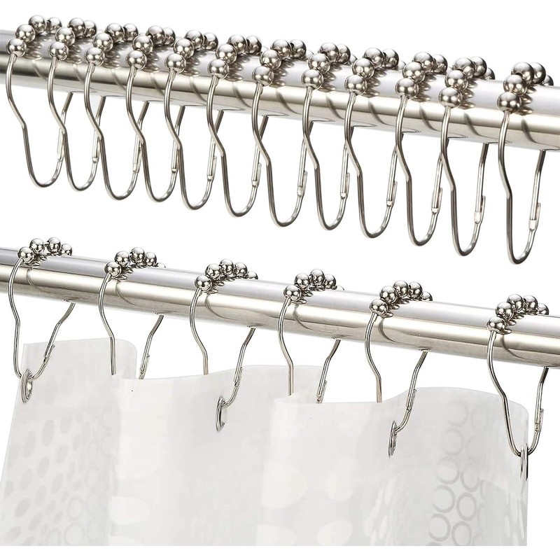 Amazer Shower Curtain Hooks, Decorative Shower Curtain Hooks Smooth, 12pcs