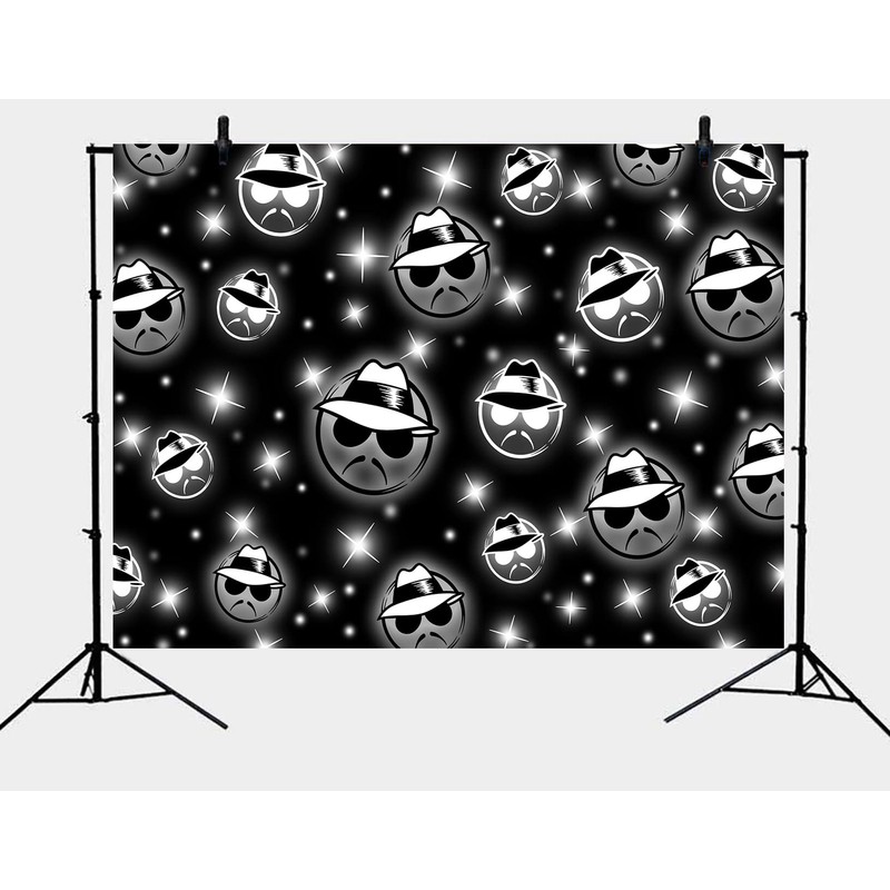 Cholo Theme Backdrop Early 2000s Background 7x5FT Black Glitter Old