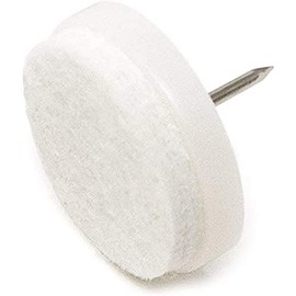 AdsammÂ® / 32 x Felt-pads with nail | Ã 1,1'' (Ã 28 mm) | white | round | Premium quality furniture sliders with nail by AdsammÂ®