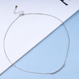 Cimenexe Punk Horizontal Bar Pendant Necklace Balancing Tube Bar Chain Necklace Silver Bar Collar Necklace Minimalist Horizontal Bar Choker Necklace Jewellery for Women and Girls