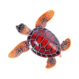 Brizoria Sea Turtle Decor Mini Turtles Hand Painted Resin Collectible Figurine Coastal Ocean Decor Glossy Multicolor Turtle Figurines for Tabletop Shelf Desk Bathroom Office, Red