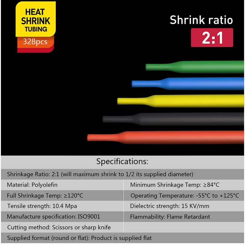 Heat Shrink Tubing Kit,Mini Heat Gun + 328 PCS Heat