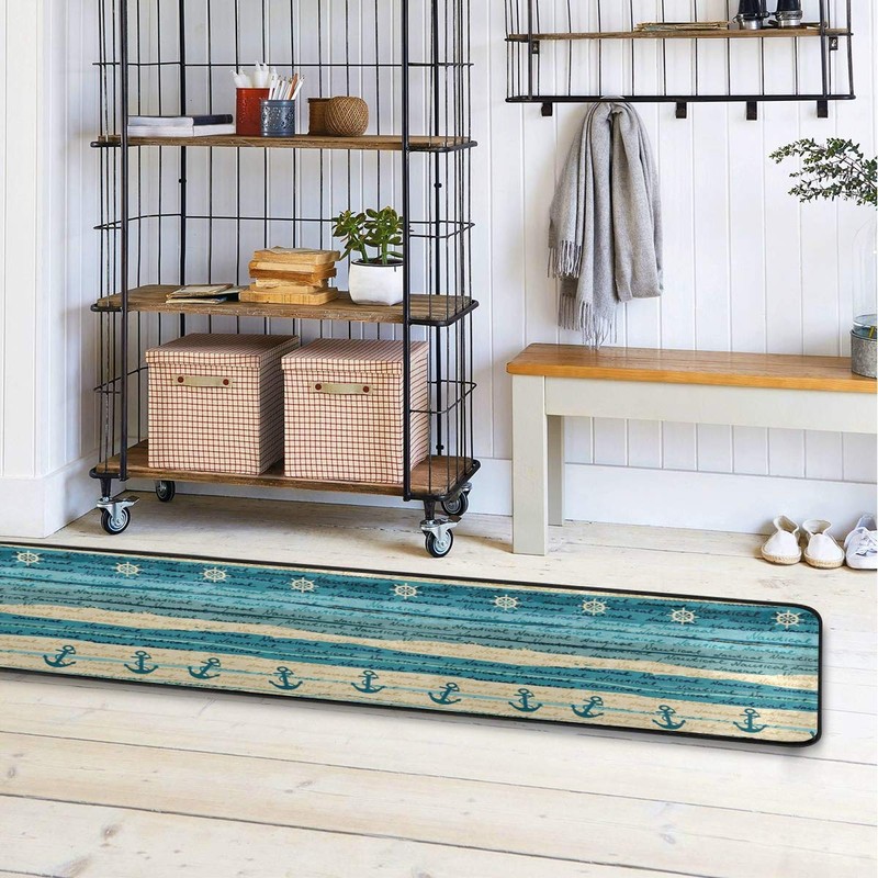 ALAZA Nautical Style Runner Area Rug Non Slip Floor Mat