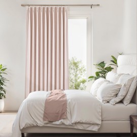 Pink Pinch Pleated Full Blackout Curtains Linen Texture Noise Reducing Window Treatment Panel 102 Inches Long for Living Room Bedroom Thermal Insulated Back Tab Drapes with Hooks, 1 Panel, 60"Wx102"L