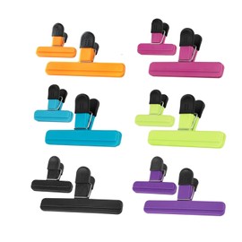 12 Pieces Clips para Bolsas de Alimentos, Pinzas para Cerrar Bolsas de Cocina Duradero, inclye 6 Clips para Comida grande de 15.5cm y 6 pequeña de 7,5 cm, Broches para Bolsas de Cocina Multicolor