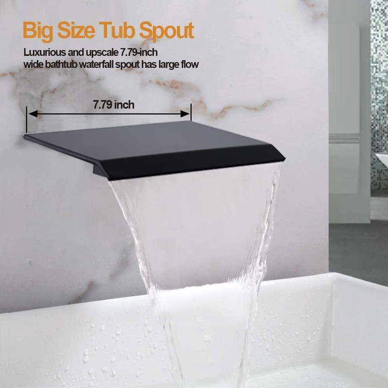 AZOS Wall Mount Tub Spout Waterfall Tub Filler Faucet for
