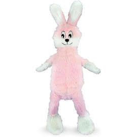FGA MARKETPLACE Pink Rabbit Flat NO Stuffing NO Squeak Plush Dog Toy, 21 inch