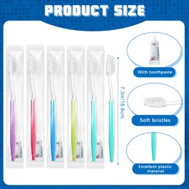Maxcheck 500 Sets Disposable Toothbrushes Bulk with Toothpaste Individually Wrapped Homeless Supplies Travel Toothbrush for Hotel Camping School