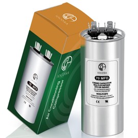 70μf ±5% 70 MFD 370/440 VAC 50/60Hz CBB65 Dual Run Start Round Capacitor for Condenser Straight Cool, AC Unit Fan Motor Start, Heat Pump, Air Conditioner, Pool Pump