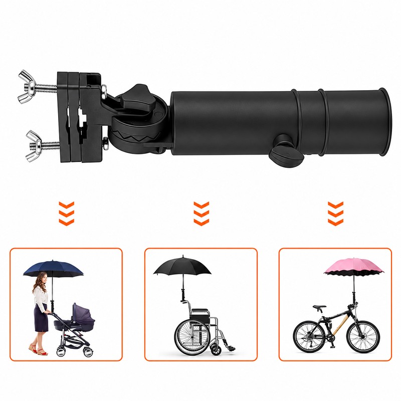 Universal Golf Cart Umbrella Holder – 360° Adjustable Clamp Mount