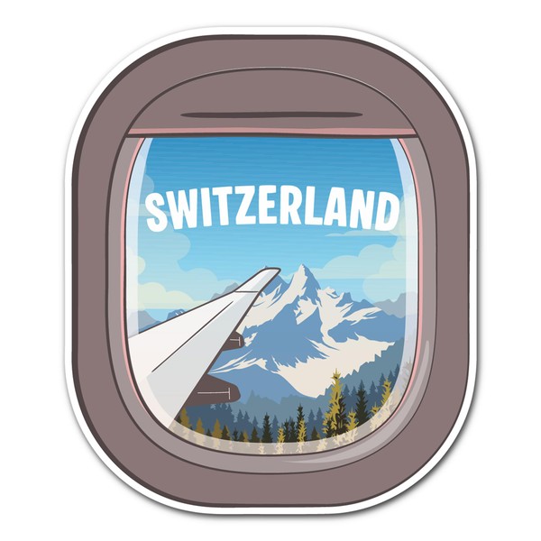 2 x 10cm Switzerland Vinyl Stickers - Swiss Plane Window
