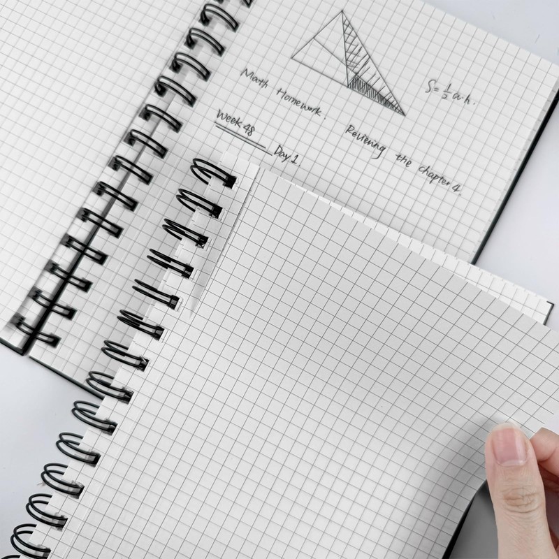 Rinrda A5 Graph Paper Spiral Notebook 8.5" x 5.7"-4 Pack