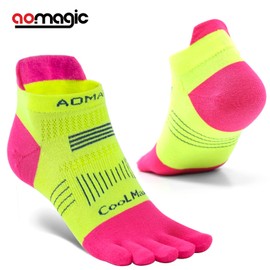 aomagi Toe Socks Men Women Athletic Running Five Finger Colorful Sports Sock,Soft Comfy,Moisture Wicking,Lightweight,Ankle-Large