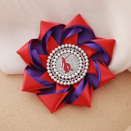 Sorority Jewelry Greek Letter Delta Organization Red Purple Flower Brooch Pin for Women Gift
