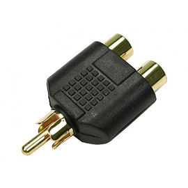 rhinocables Gold Phono Splitter 1x Male RCA to 2x Female RCA (phonos) 1 to 2 Adapter for Speakers, Amps, Audio