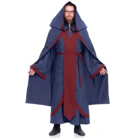 Burgschneider - Dungeons & Dragons Magician Cape Dark Blue/Bordeaux (Standard, Unisex, Cotton) Medieval Fantasy - Dungeons & Dragons