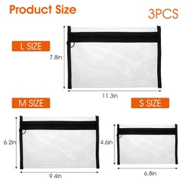 Shimmeroo 3PCS Small Clear Makeup Bag for Traveling,Waterproof Travel Toiletry Bag Clear with Zipper for Organizer Small Items Daily Toiletries Travel