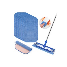 2 in 1 Microfiber Cleaning Cloth Compatible with MR SIGA Professional Microfiber Mop, etc - All-Purpose Mop Pads, Streak Free Cleaning Rags, for Use on All Surfaces, Pack of 5, Size: 42cm X 24cm