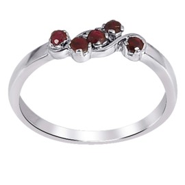 Orchid Jewelry 925 Sterling Silver 5 Stone Rings For Women - Delightful 0.25 Carats Red Ruby Gemestone