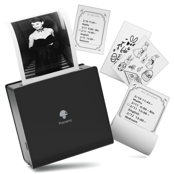 Phomemo M02 Mini Printer, Portable Black and White Thermal Printer,