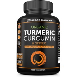 Organic Turmeric Capsules High Strength and Black Pepper with Active Curcumin with Ginger 1380mg - Advanced Tumeric - Each 120 Veg Capsule is Organic