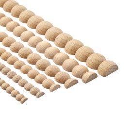 Dylrauoza Beaded Wood Trim Molding, 15 Pack Unfinished Half-Round Decorative Wood Trim, 15.75" Easy-to-Paint DIY Wooden Molding for Wall, Furniture, Cabinet, Door & Craft Decoration (24mm)