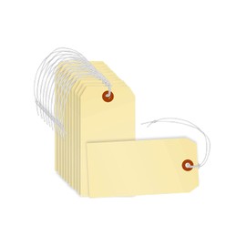 Perco Manila Shipping Tags #5 4 3/4" x 2 3/8" (12 x 6 cm) with Elastic, Box of 100