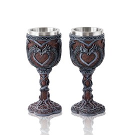 Ottalent Dragon Goblet Black Dragon Heart Shaped Wine Chalice, Dungeons and Dragons Gift,2 pack.