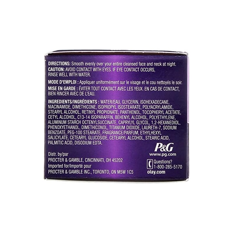 Crema nocturna antiarrugas OLAY Age Defying de 2 onzas, Paquete