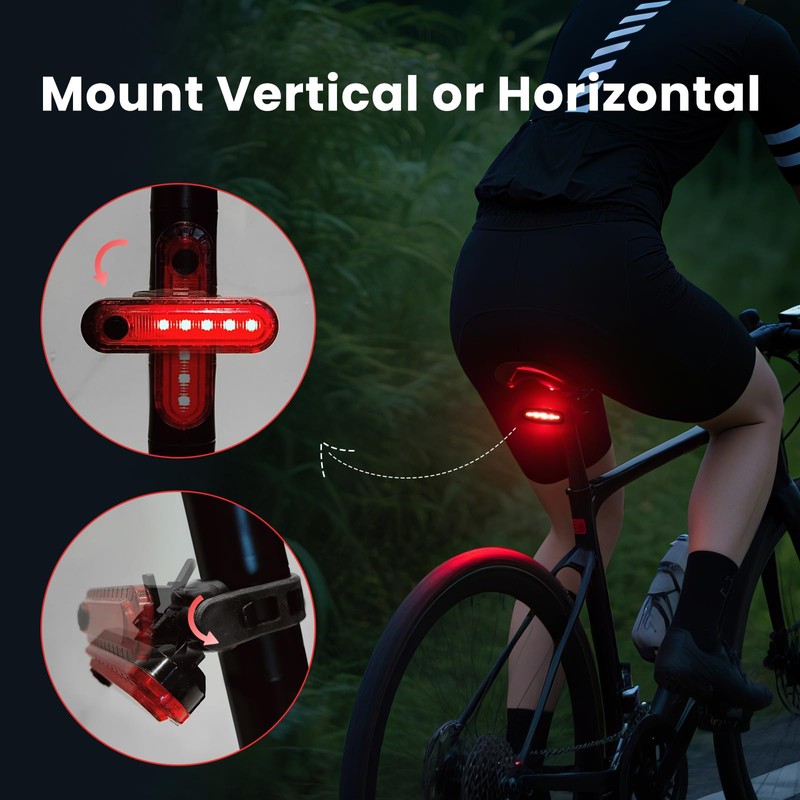OLDBER Rechargeable LED Bike Tail Light, 10 Hour Max Bright