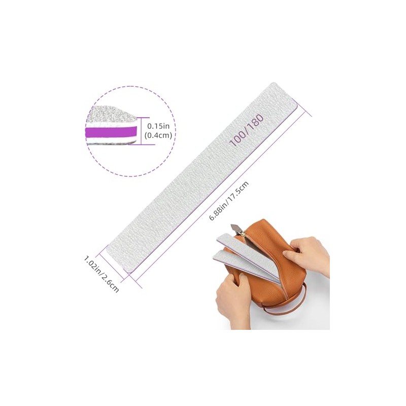 Lima de uñas (paquete de 36), profesional, reutilizable, grano 100/180,